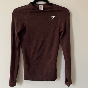 GYMSHARK MARL CHERRY BROWN VITAL SEAMLESS TOP